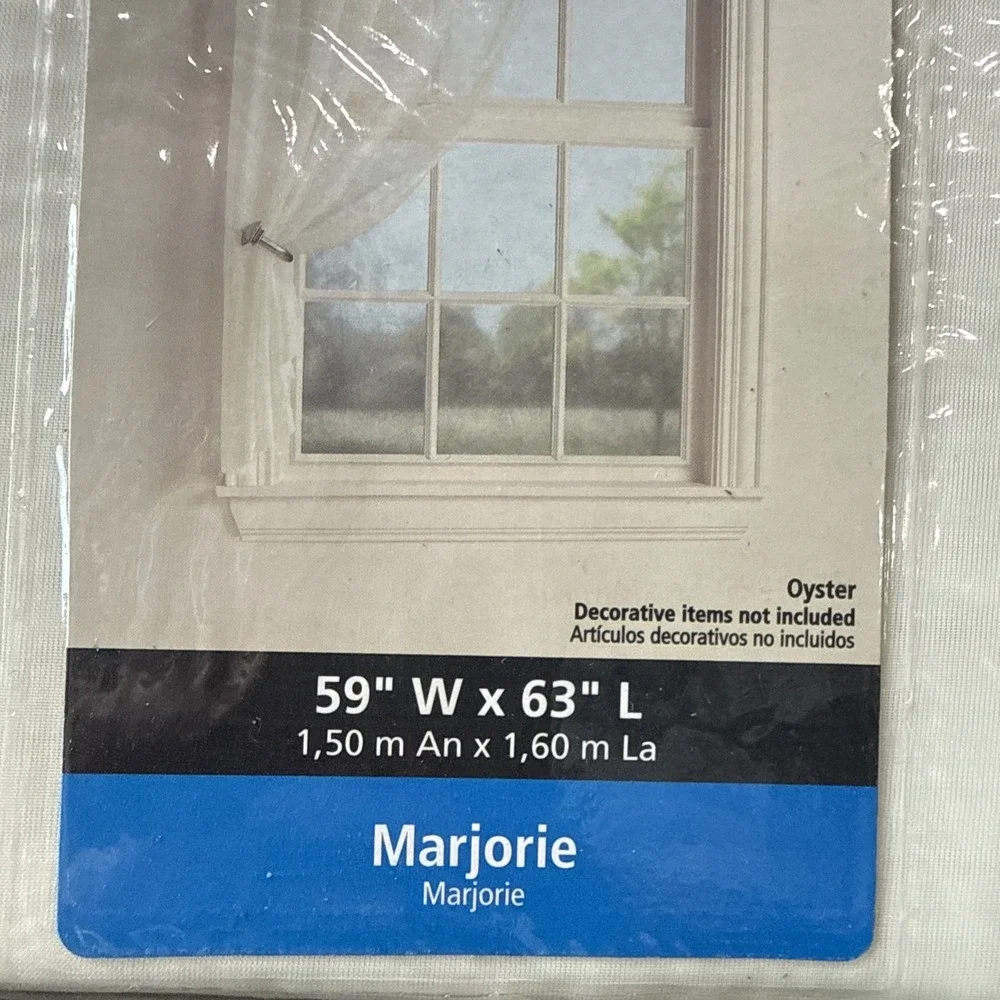 Set Of 5 Marjorie Sheer Voile Curtain Panel Oyster 59 In Wide x 63 In Long